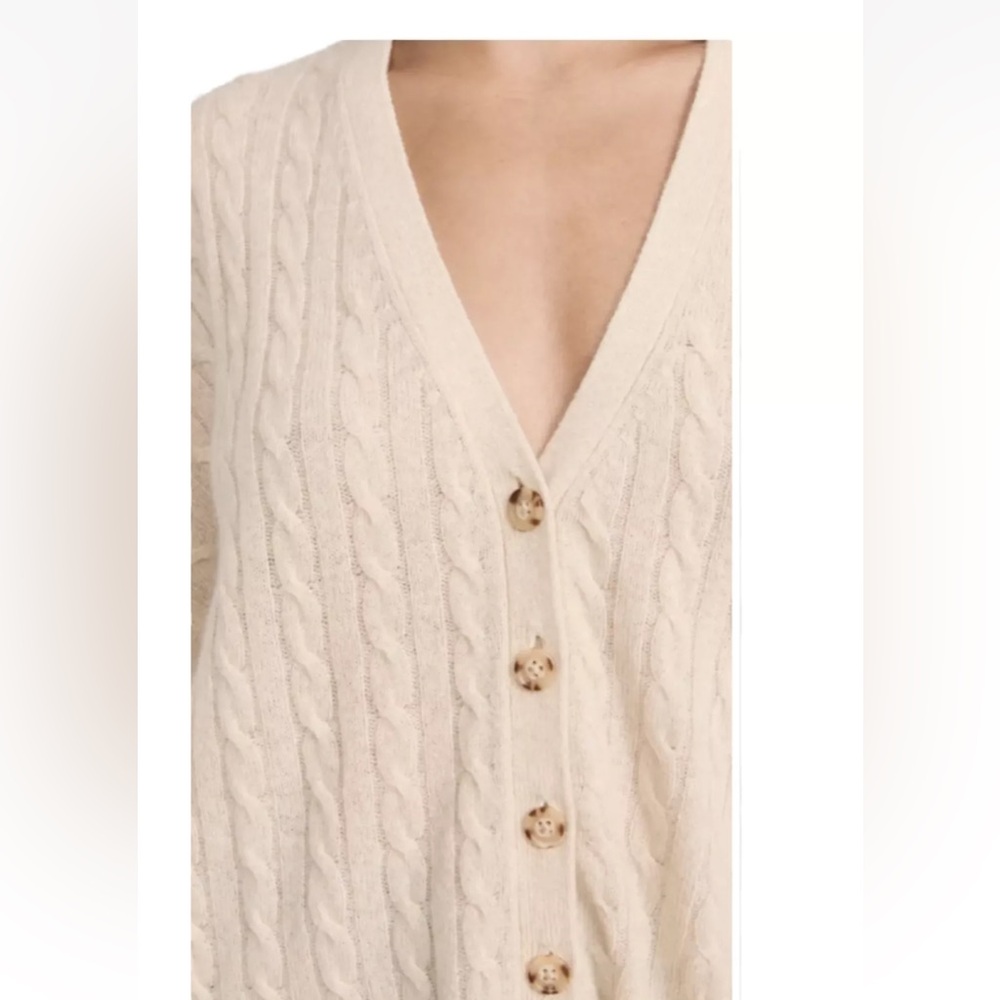 Reformation Beige Giusta Oversized Cashmere Cable Knit Cardigan S - Picture 7 of 12